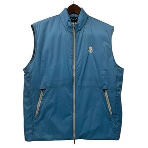 Johnnie O Fox Full Zip Mens Nylon‎ Vest Insulated XL Blue Pockets